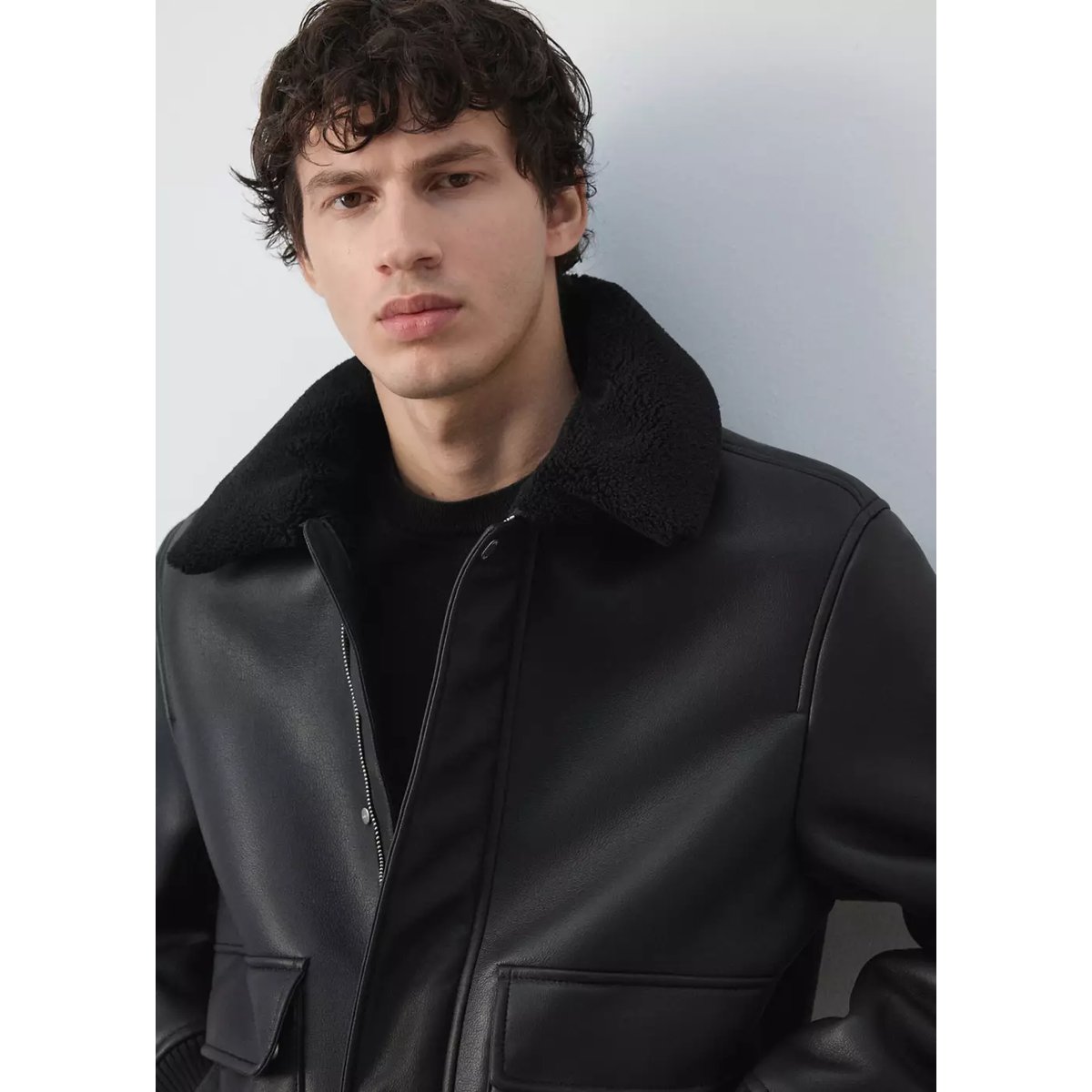 Veste double face intérieur moutonné noir, MANGO MAN
