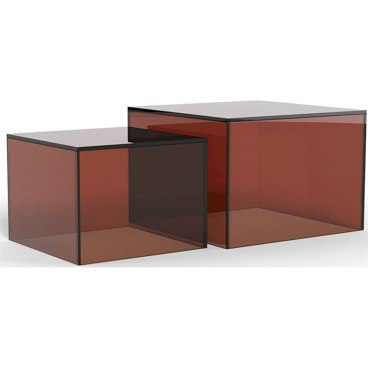 Lot de 2 tables basses carrées en verre bois foncé, RECOLLECTION