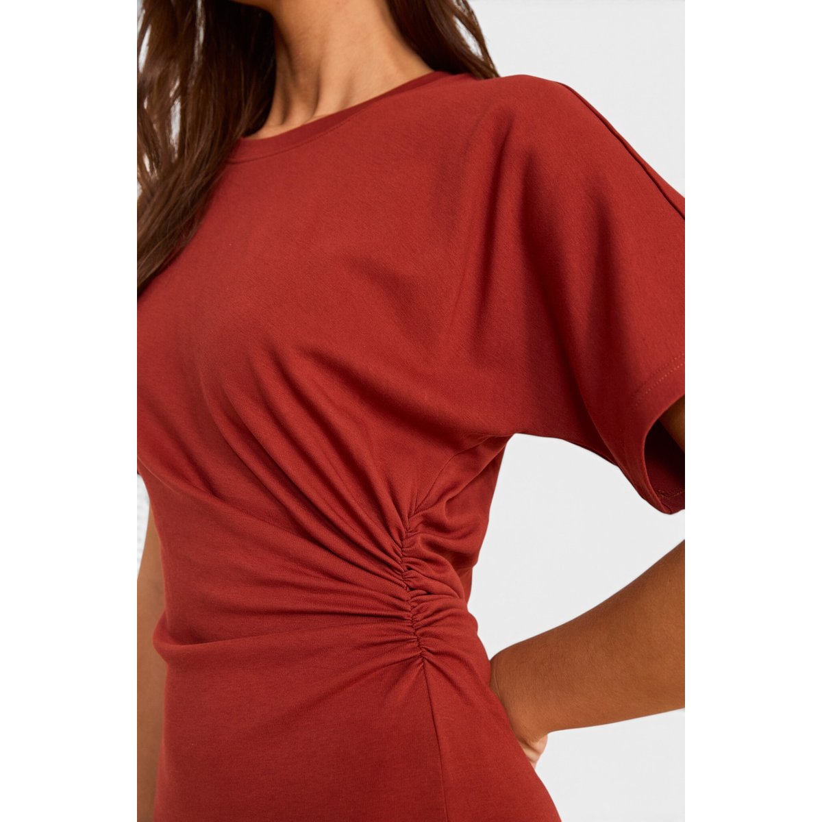 Robe slim en coton mélangé BRISBANE brique, Maison 123