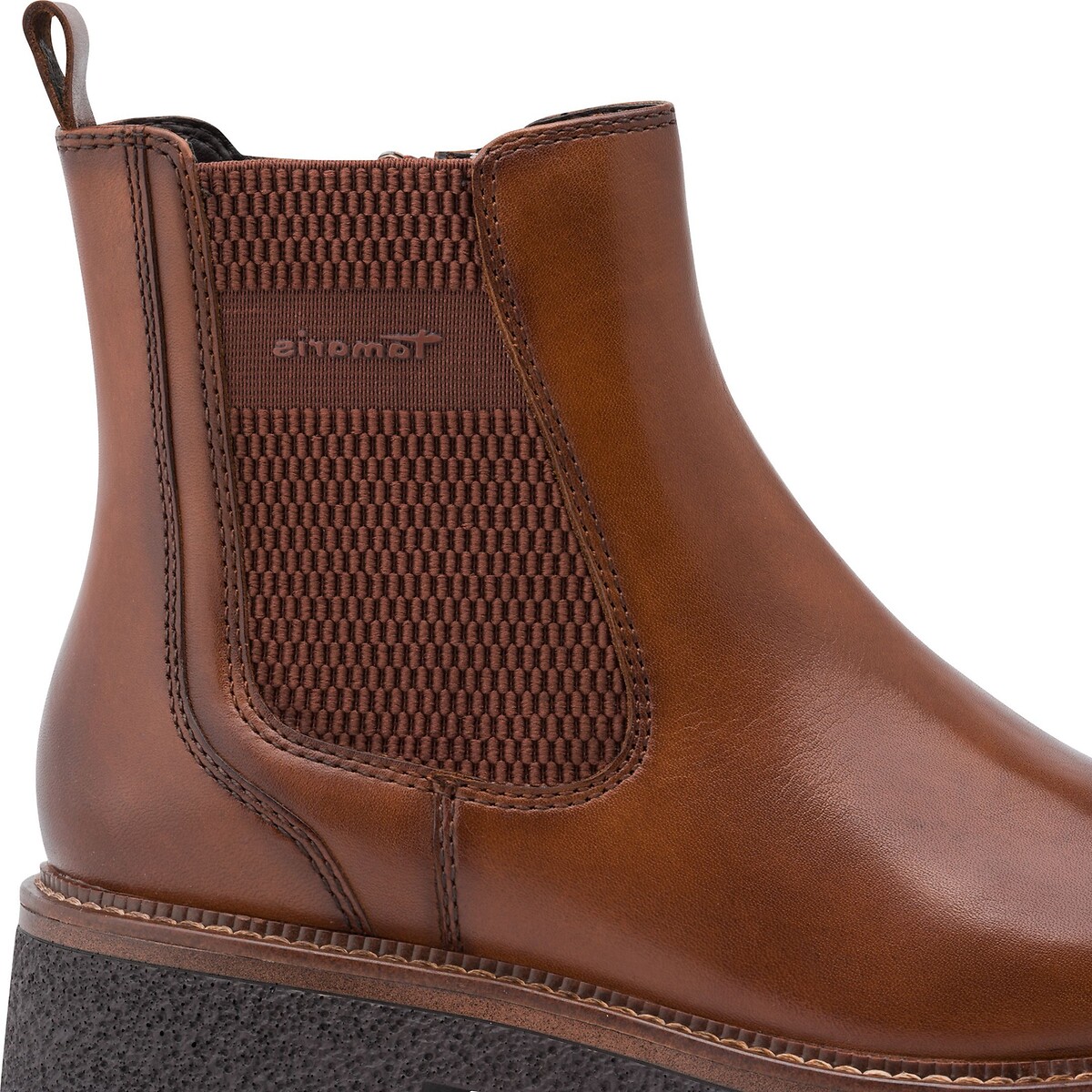 Botines chelsea de piel coñac, TAMARIS