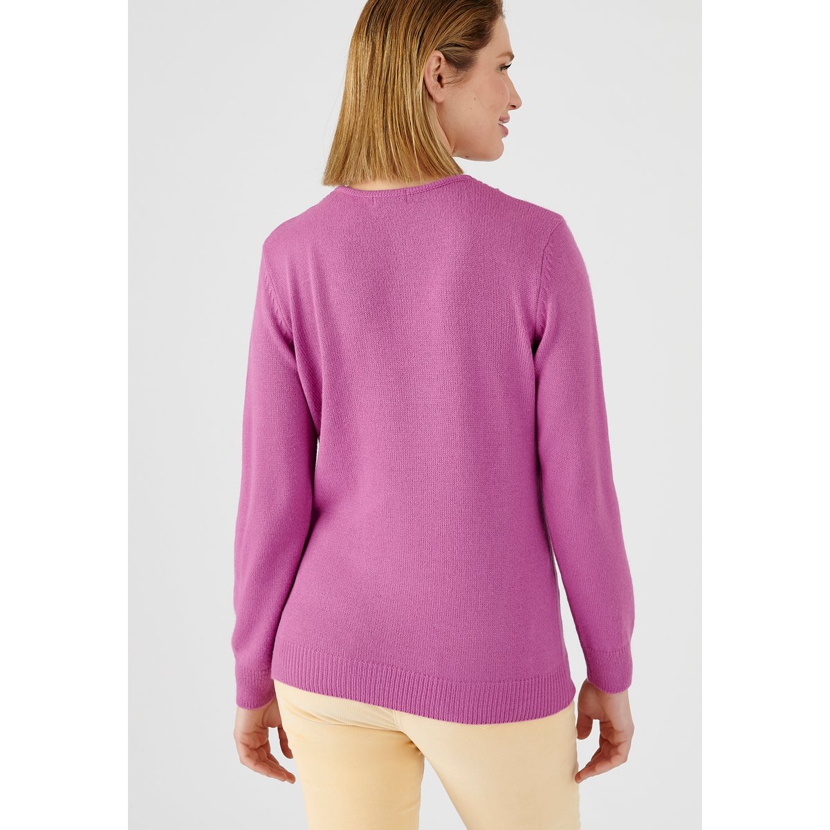 Pull col "V" maille jersey violet mauve, DAMART