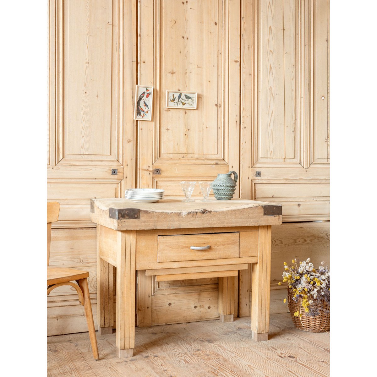 Meuble de métier en bois Fernand N°405 - Bon état bois clair, DEBONGOUT