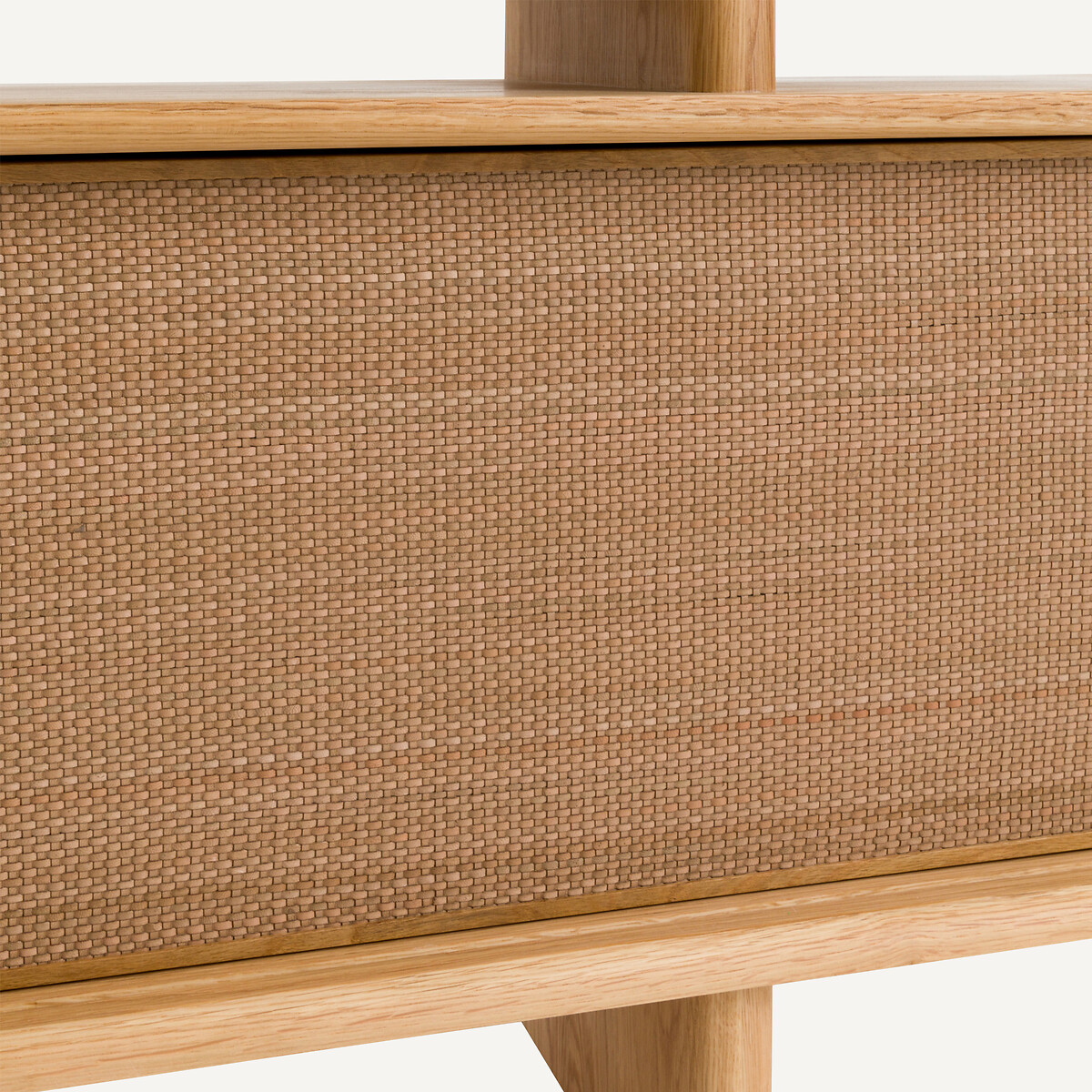 Credenza con console in rovere impiallacciato e pelle, Propono quercia naturale, AM.PM