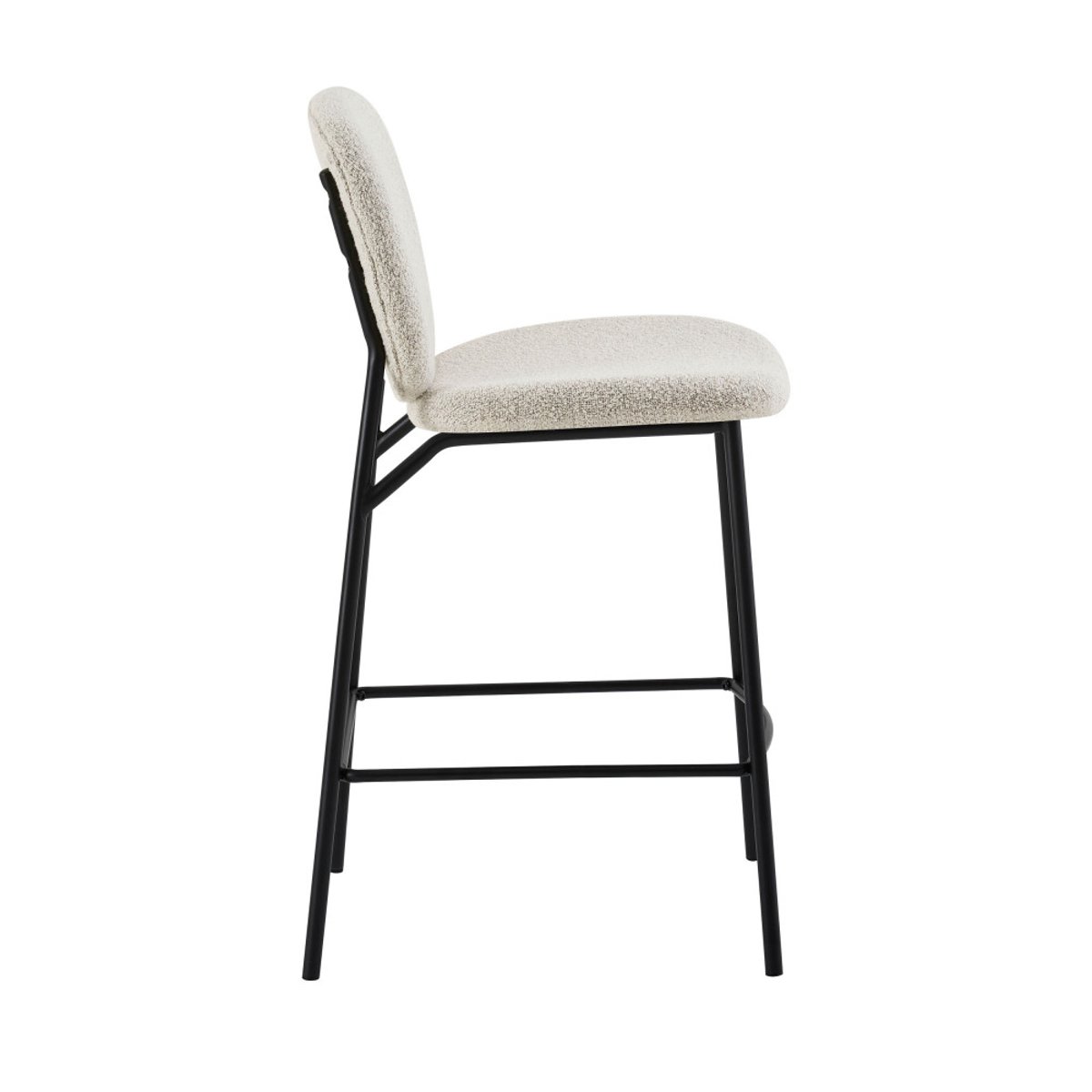 Lot de 2 tabourets de bar en tissu et métal H65cm- DALBY écru chiné, DRAWER