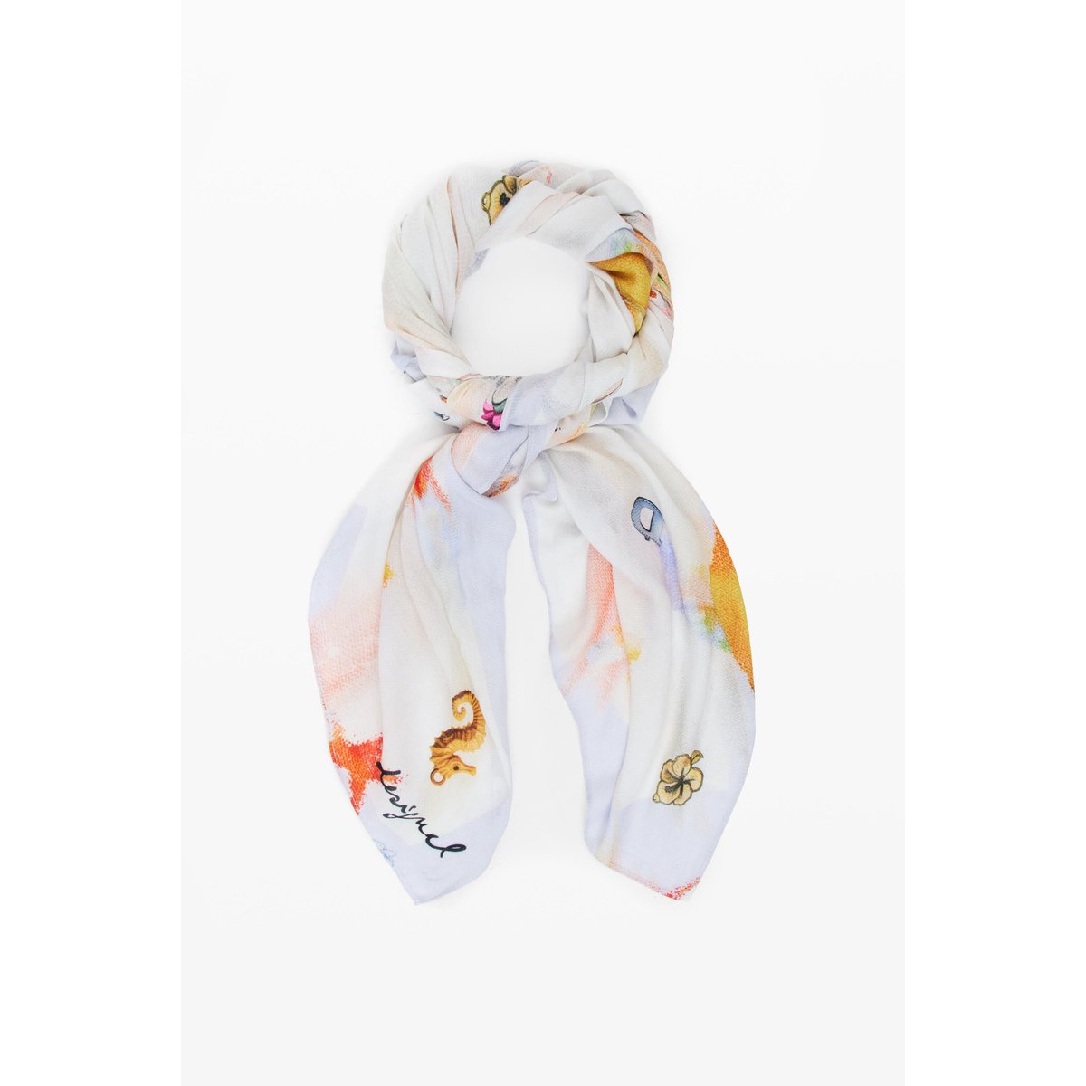 Foulard rectangulaire charms marron, DESIGUAL
