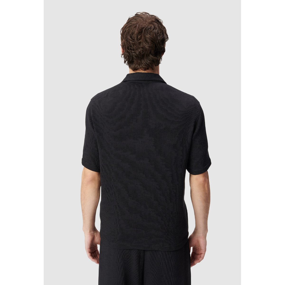 Chemise regular tissu plissé noir, IKKS
