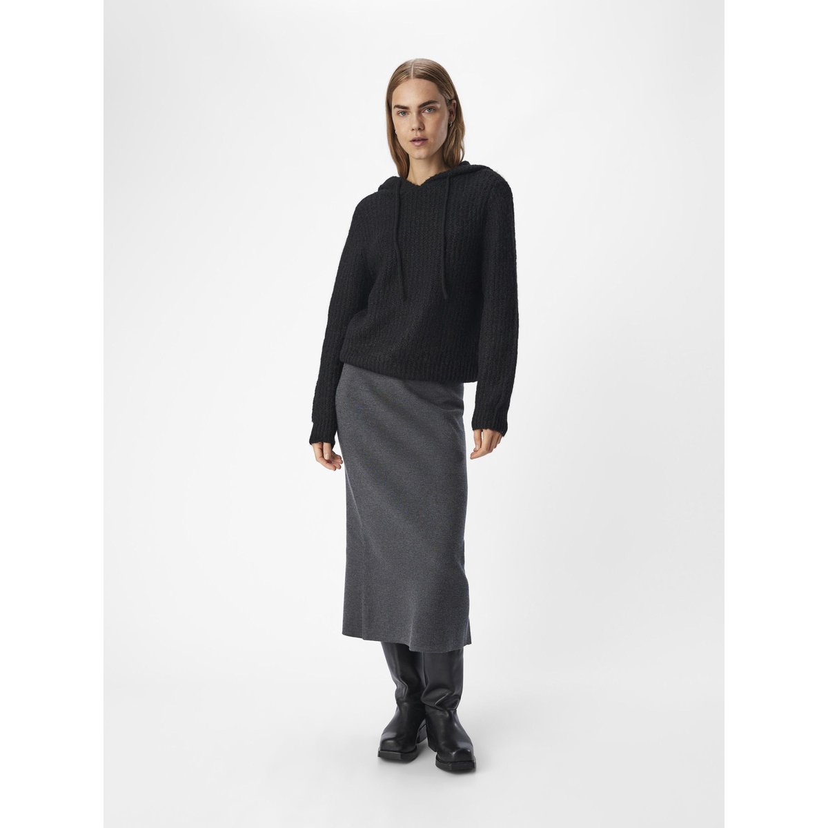 En maille Sweat à capuche noir - black, OBJECT