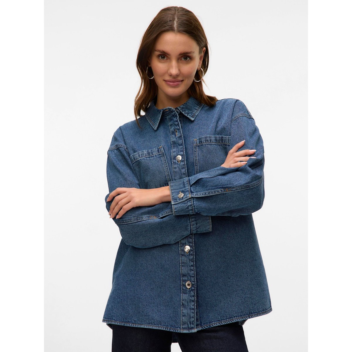 Chemise En Denim medium blue denim, VERO MODA