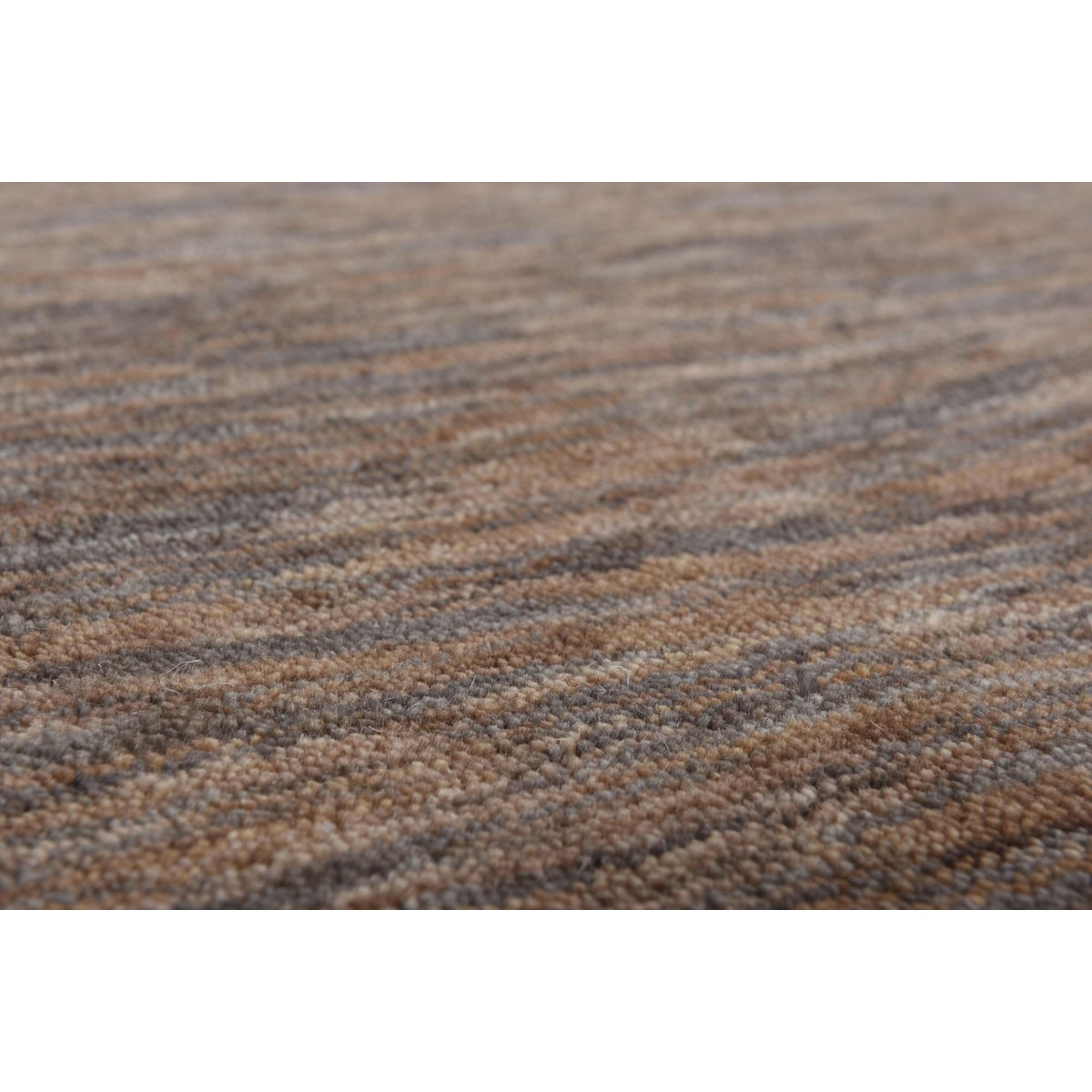 Tapis gabbeh Nebraska tissé main, laine, uni marron, THEKO