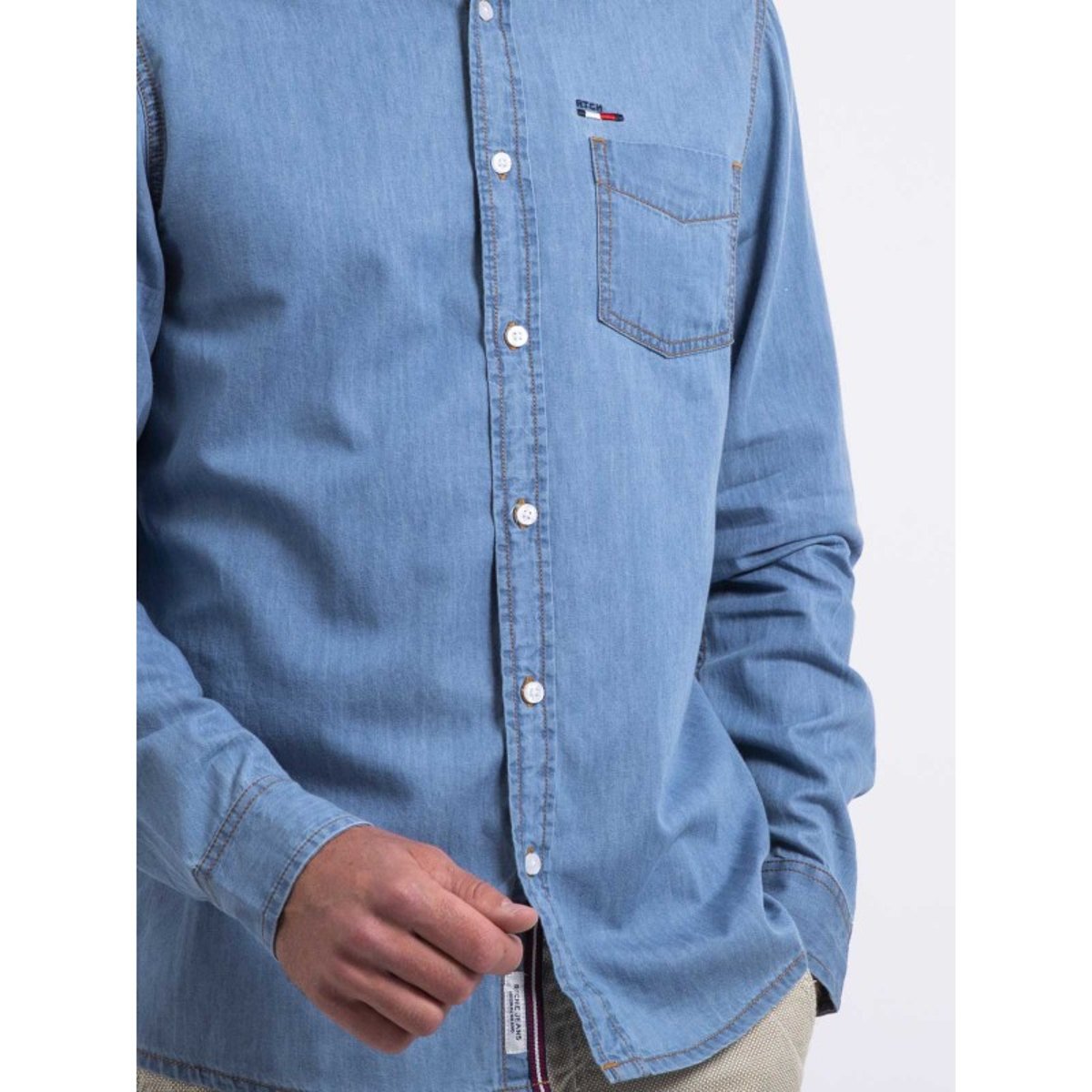 Chemise Manches Longues Effet Denim Denvik bleu, RITCHIE