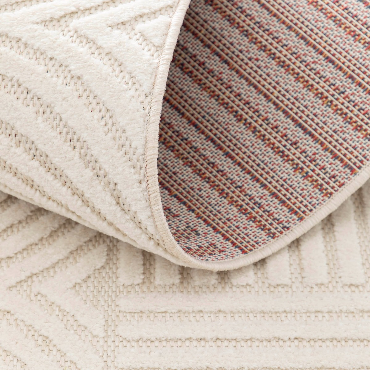 Tapis en relief géométrique moderne CHILL crème, THE DECO FACTORY