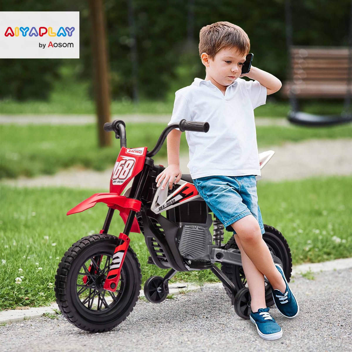 Moto électrique à conducteur assis PP Rouge rouge, AIYAPLAY