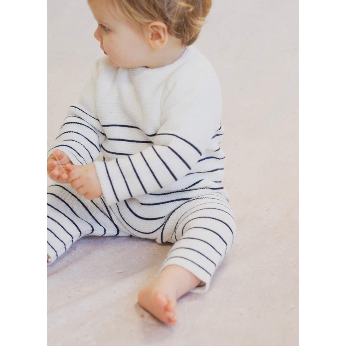 Combinaison bébé marinière marine rayé écru, LA MANUFACTURE DE LAYETTE