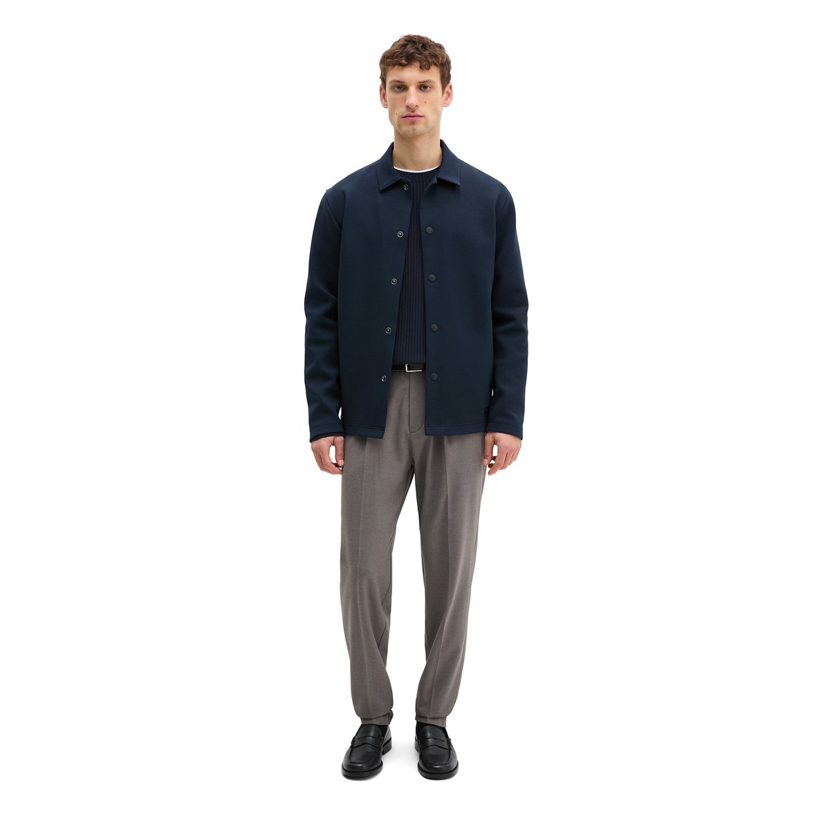 Veste sweat regular en scuba interlock bleu foncé, MARC O'POLO