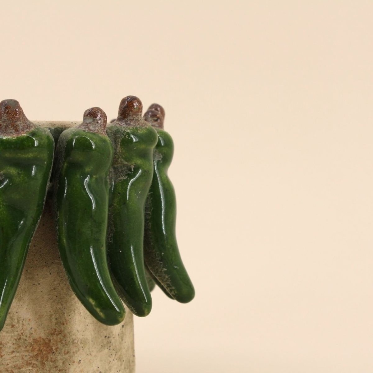 Cache pot en céramique piments relief, H13cm vert, HASHTAG DECO