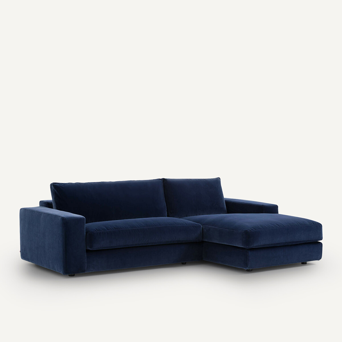 Sofá rinconero de terciopelo, Skander azul oscuro, AM.PM