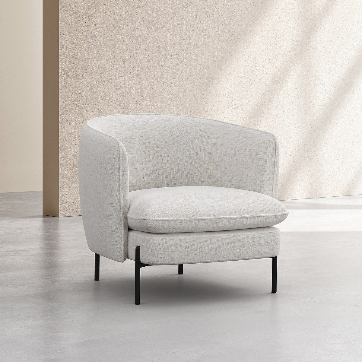 Fauteuil droit lin JUSAN ivoire, HABITAT