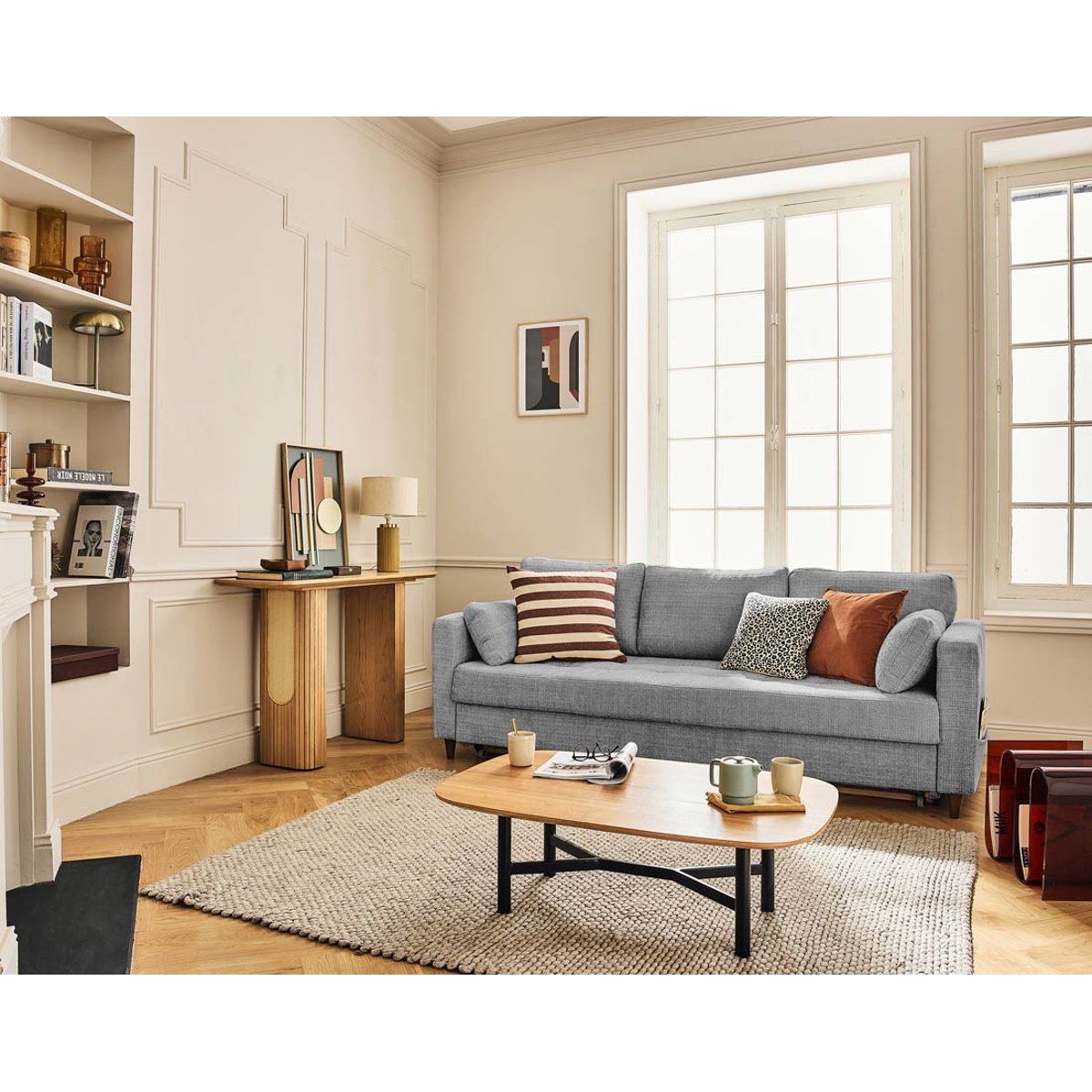 Canapé Convertible 3 places - ANNA gris, BEST MOBILIER