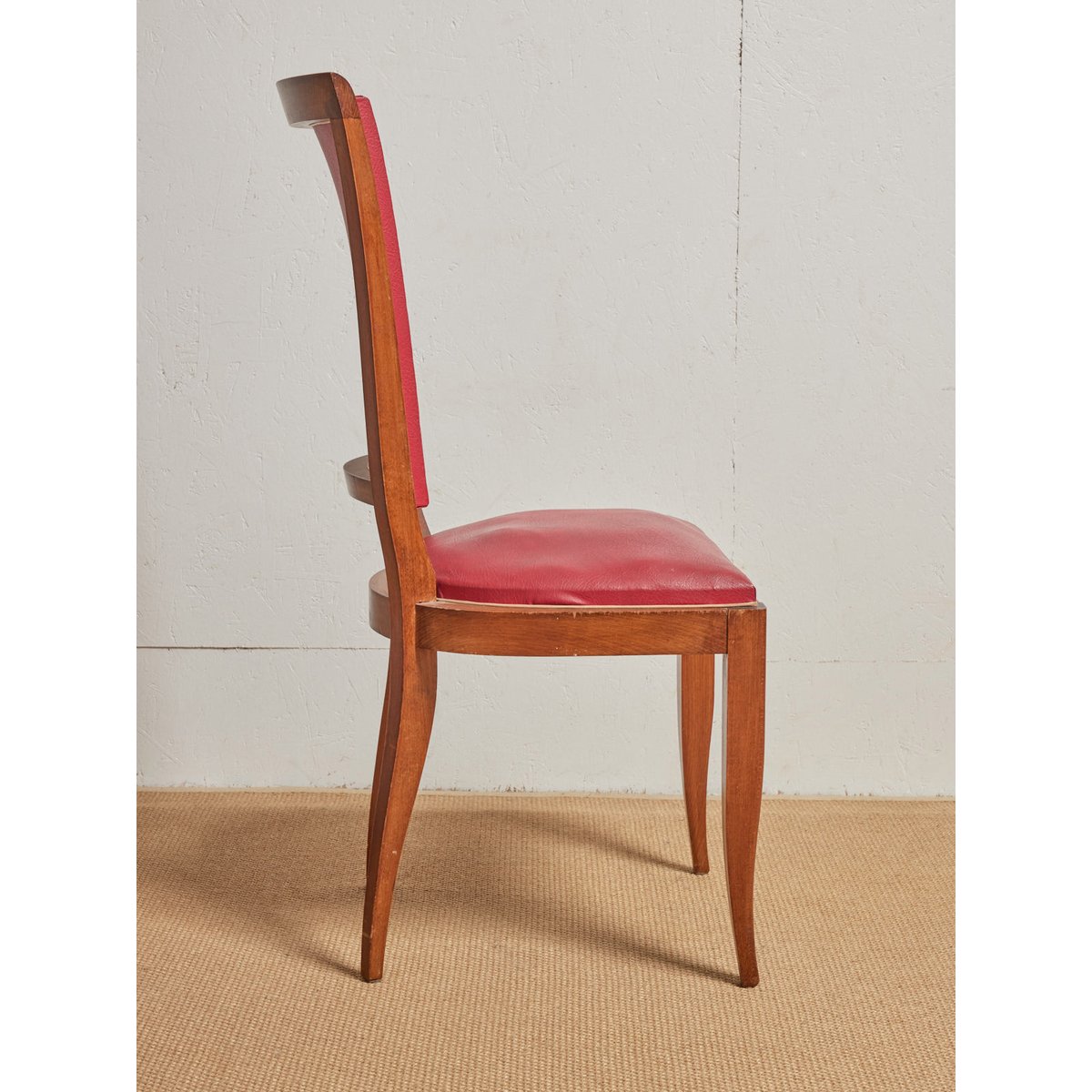 Lot de 6 chaises en skaï Alma N°1080 - Bon état rouge, DEBONGOUT