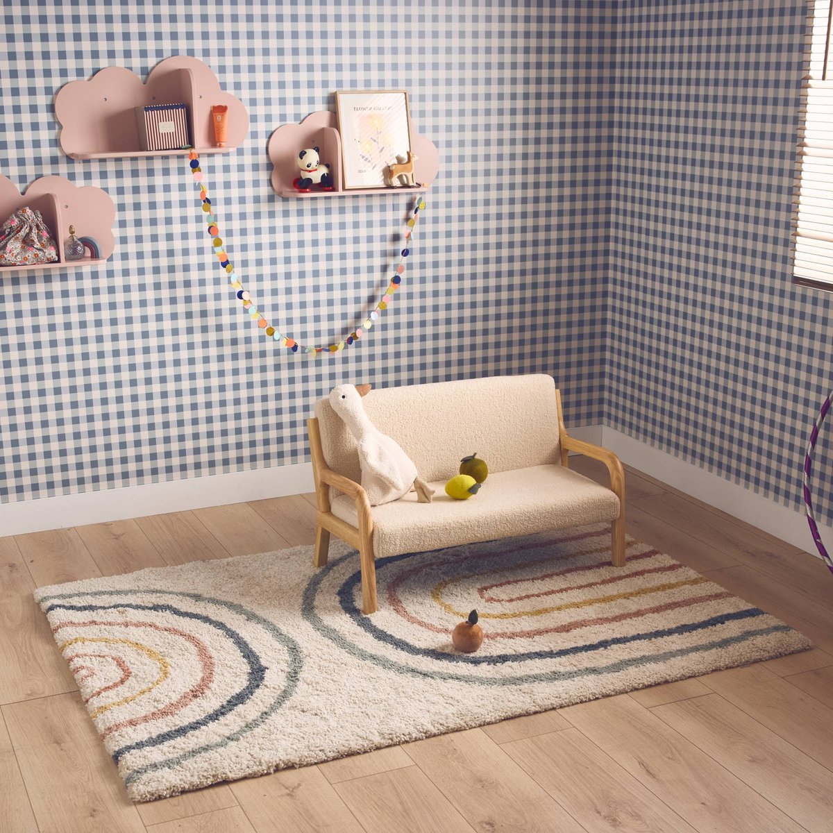 Tapis intérieur enfant crème et multicolore arc-en-ciel DAKOTA multicolore, SWEEEK