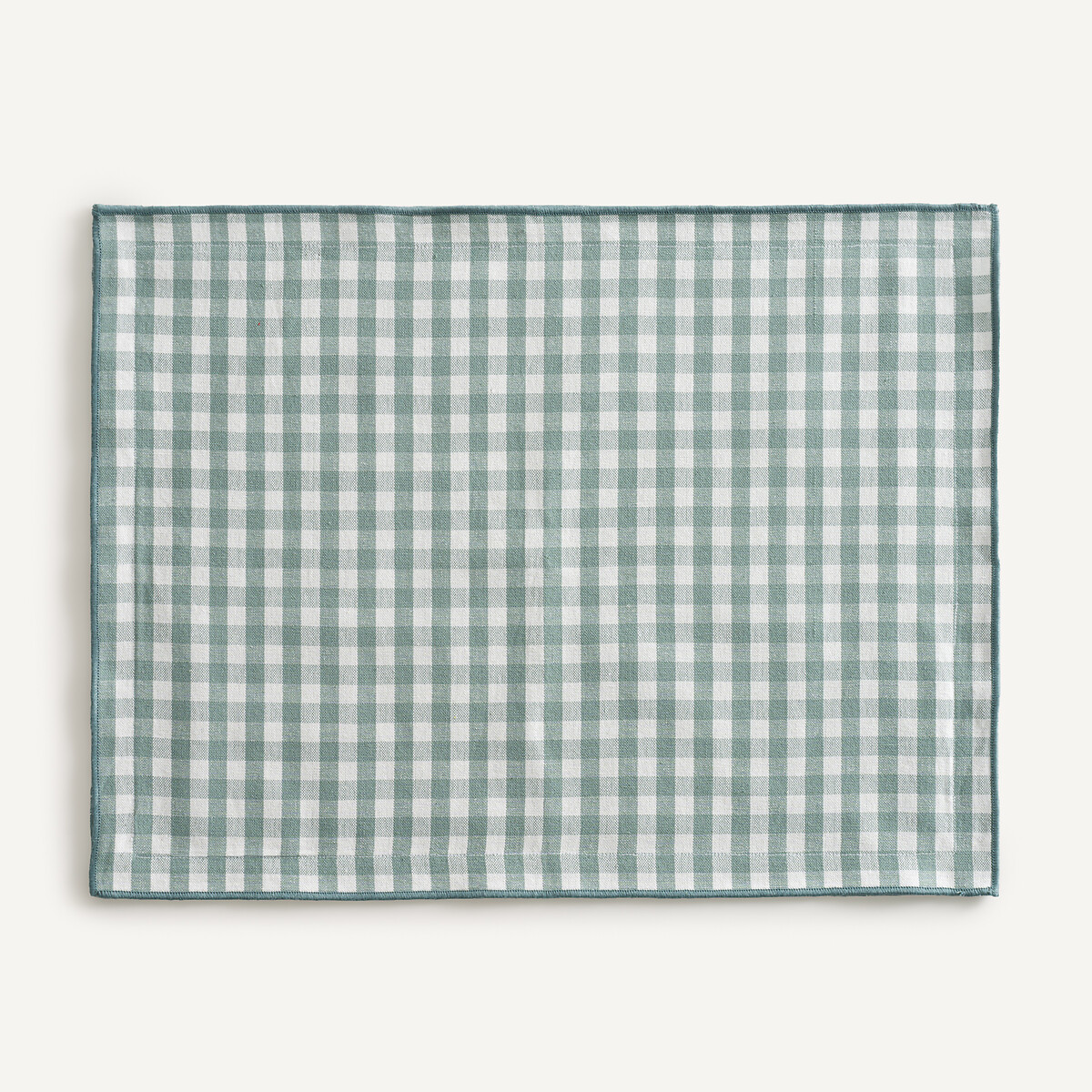 Lot de 2 sets de table, 30% coton recyclé, tissé-teint, SOIZIC ecru/sauge, LA REDOUTE INTERIEURS
