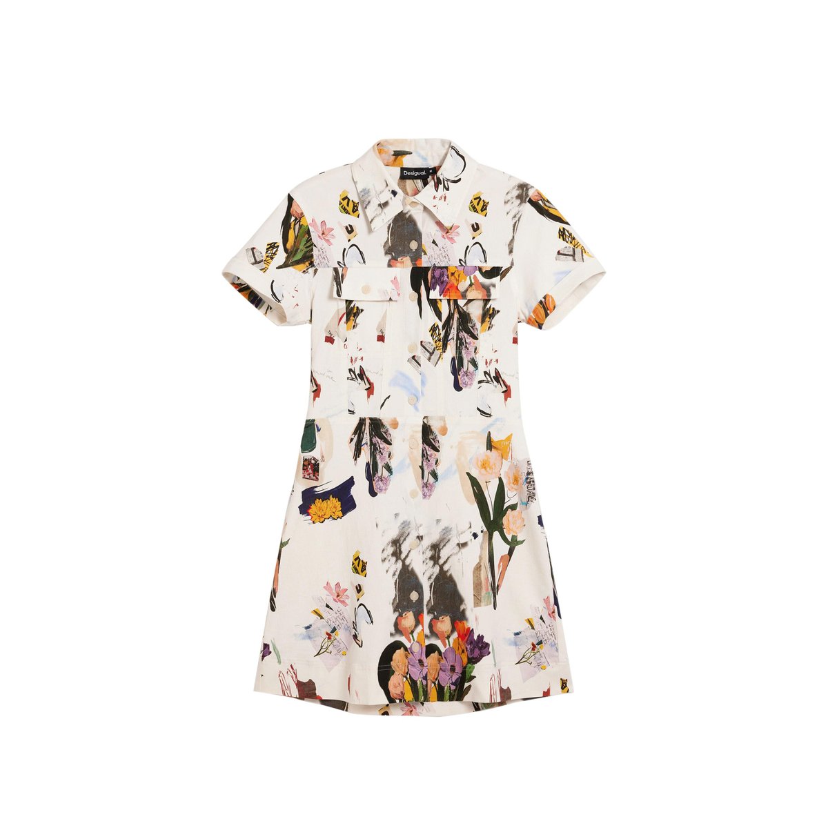 Robe courte collage beige, DESIGUAL