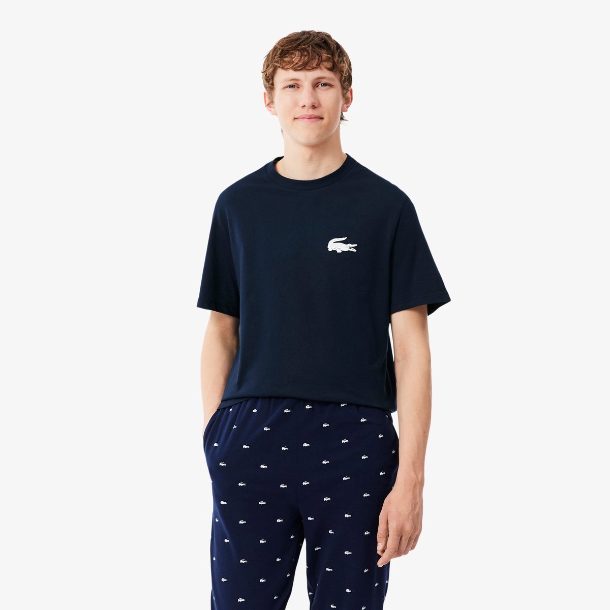 T-shirt d'intérieur coton imprimé crocodile bleu-525, LACOSTE