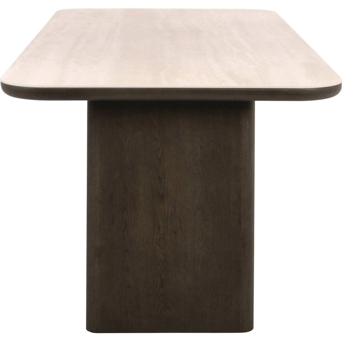 Table à manger en céramique collection NANDO brun et travertin beige, RECOLLECTION