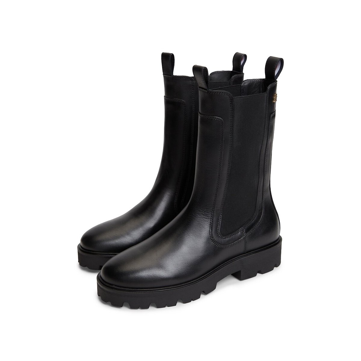 Boots chelsea montantes en cuir noir, TOMMY HILFIGER