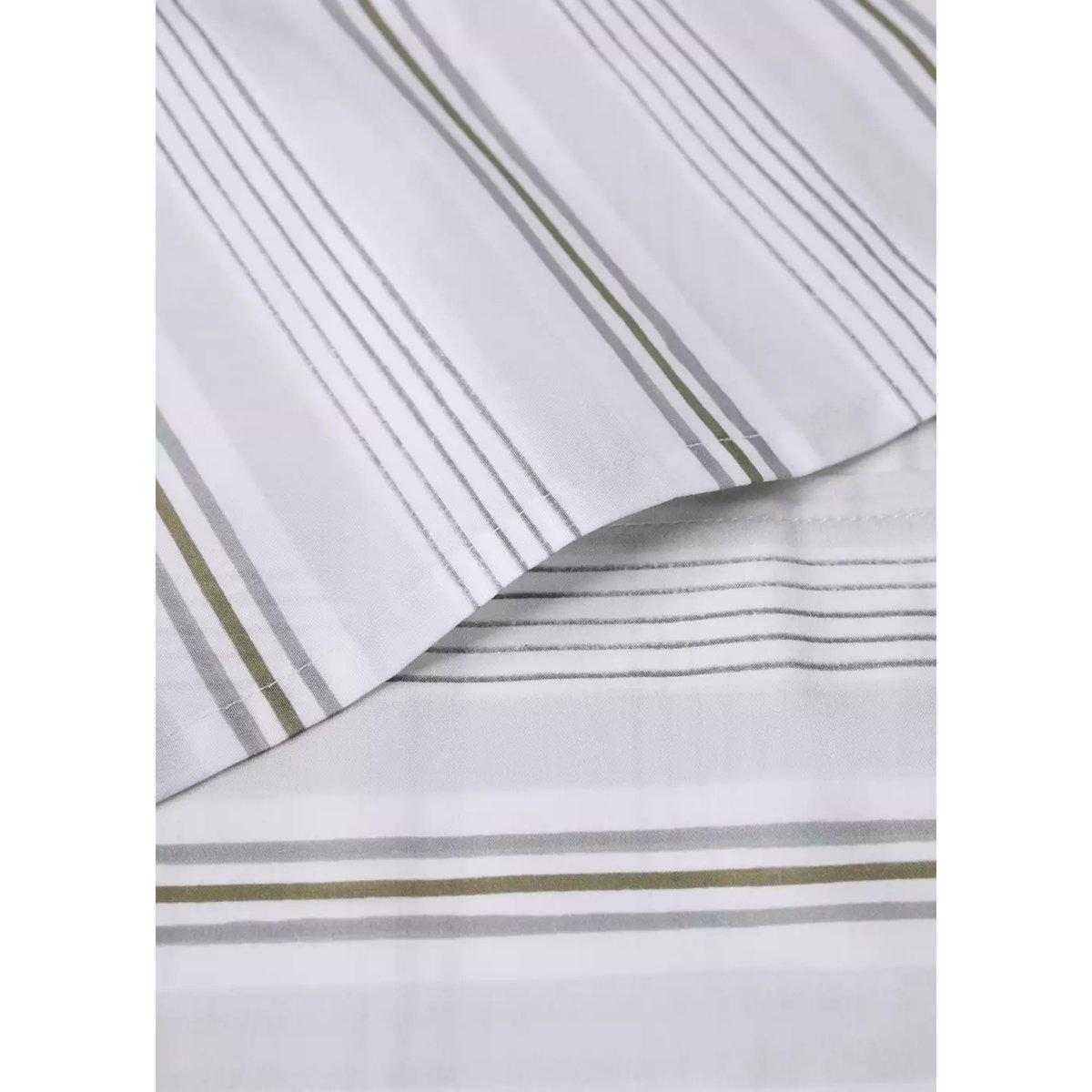 Housse de couette percale de coton 200 fils rayures gris, MANGO HOME