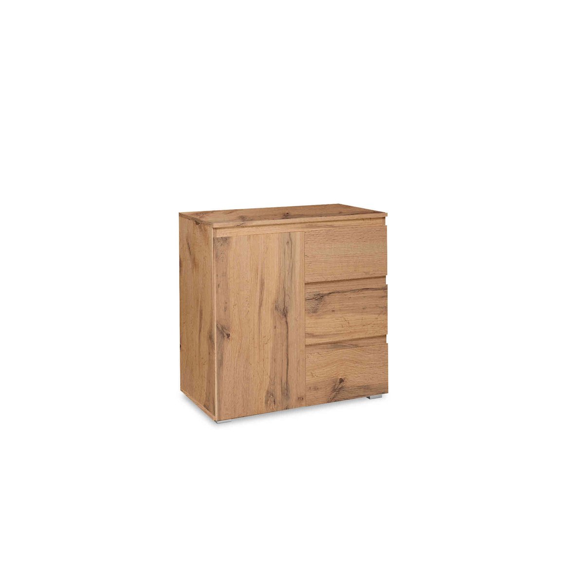 Commode 1 porte 3 tiroirs naturel, TERRE DE NUIT