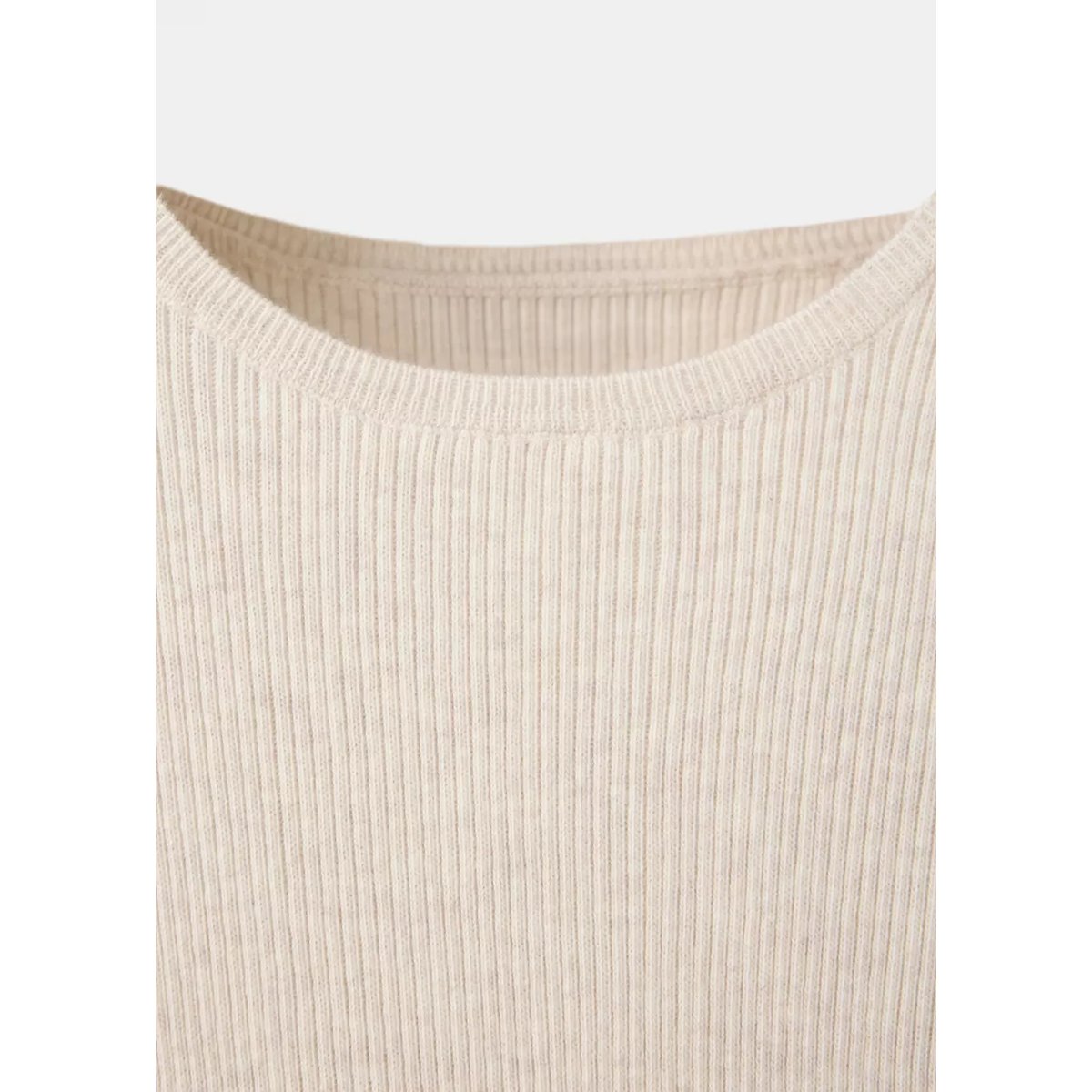 T-shirt manches courtes maille côtelée beige, MANGO KIDS