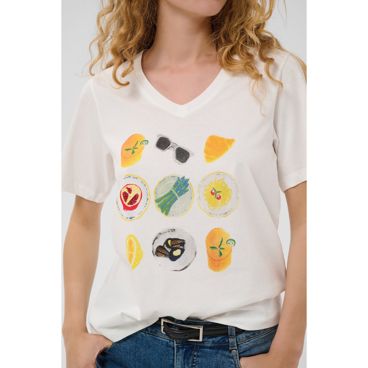 T-shirt à manches courtes blanc spring gardenia, CULTURE