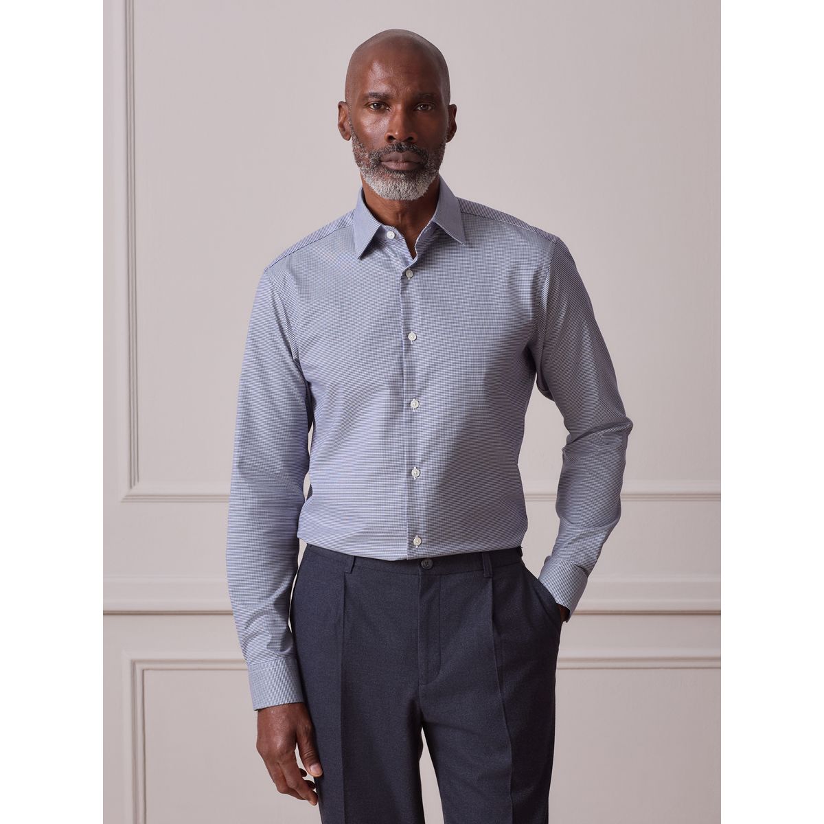 Chemise emblématique de la marque Signature bleu texturé, NEXT