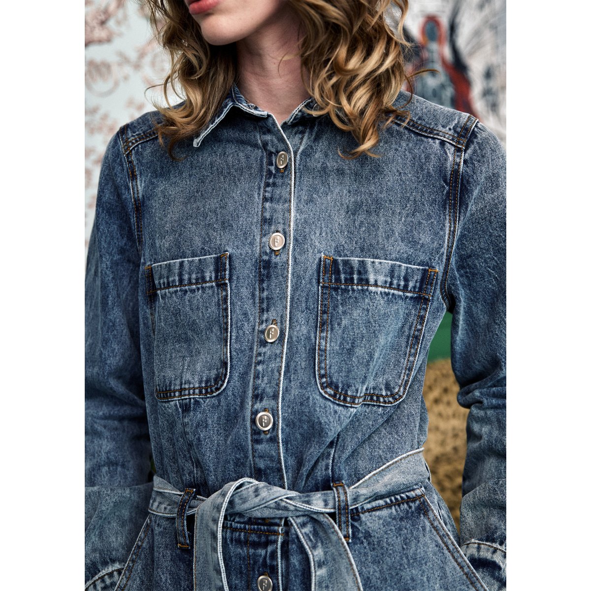 Combinaison en coton VERVEINE bleu jean, FRNCH