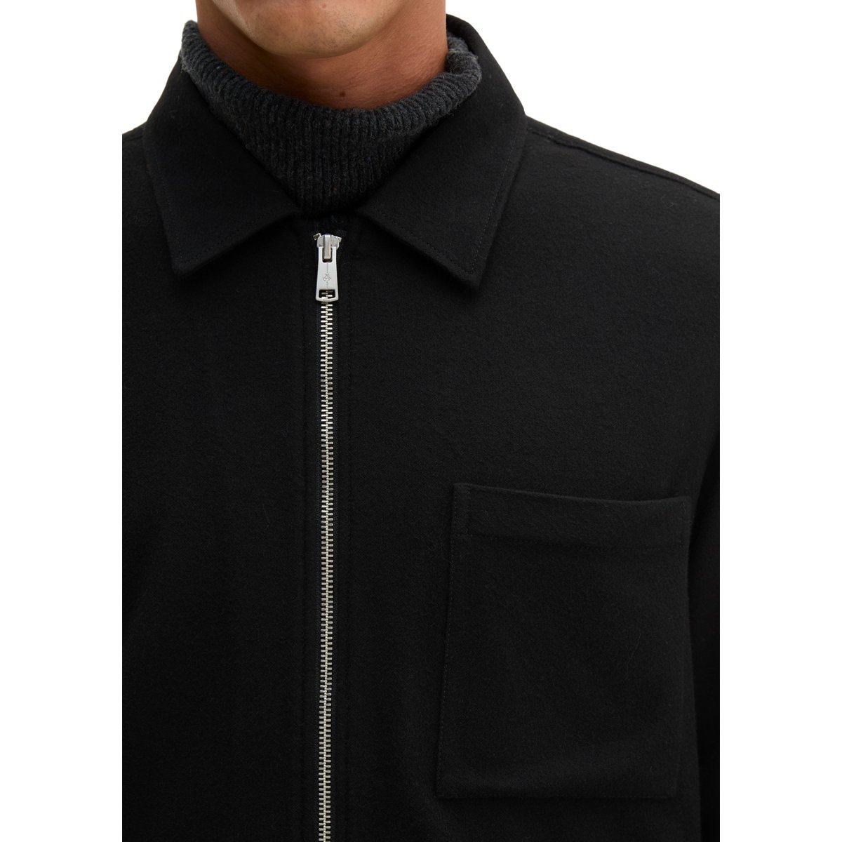 Sur-chemise à fermeture éclair, coupe classique en flanelle technique douce noir, MARC O'POLO
