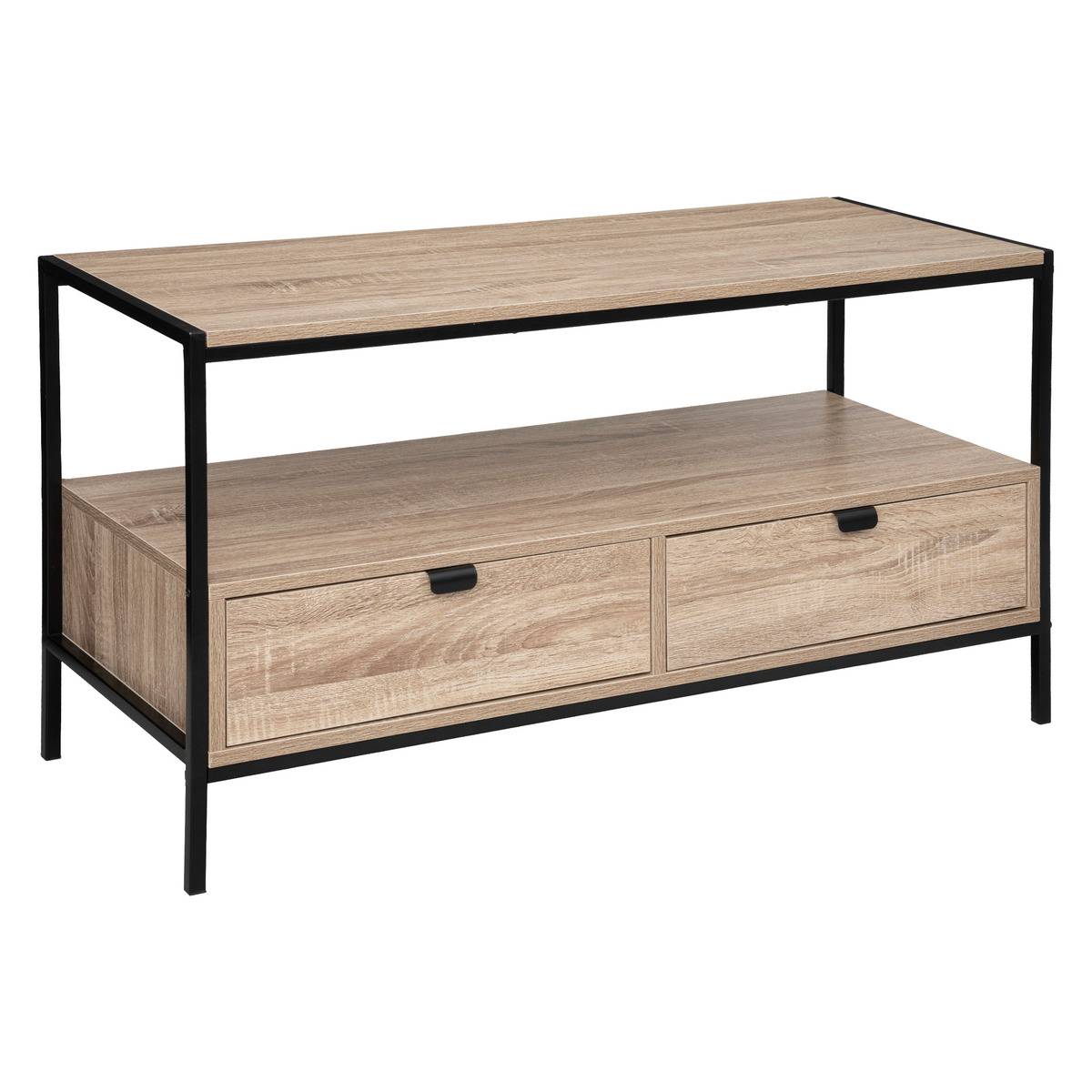 Meuble TV 2 tiroirs effet chêne naturel ALIAJ beige, 5FIVE SIMPLY SMART