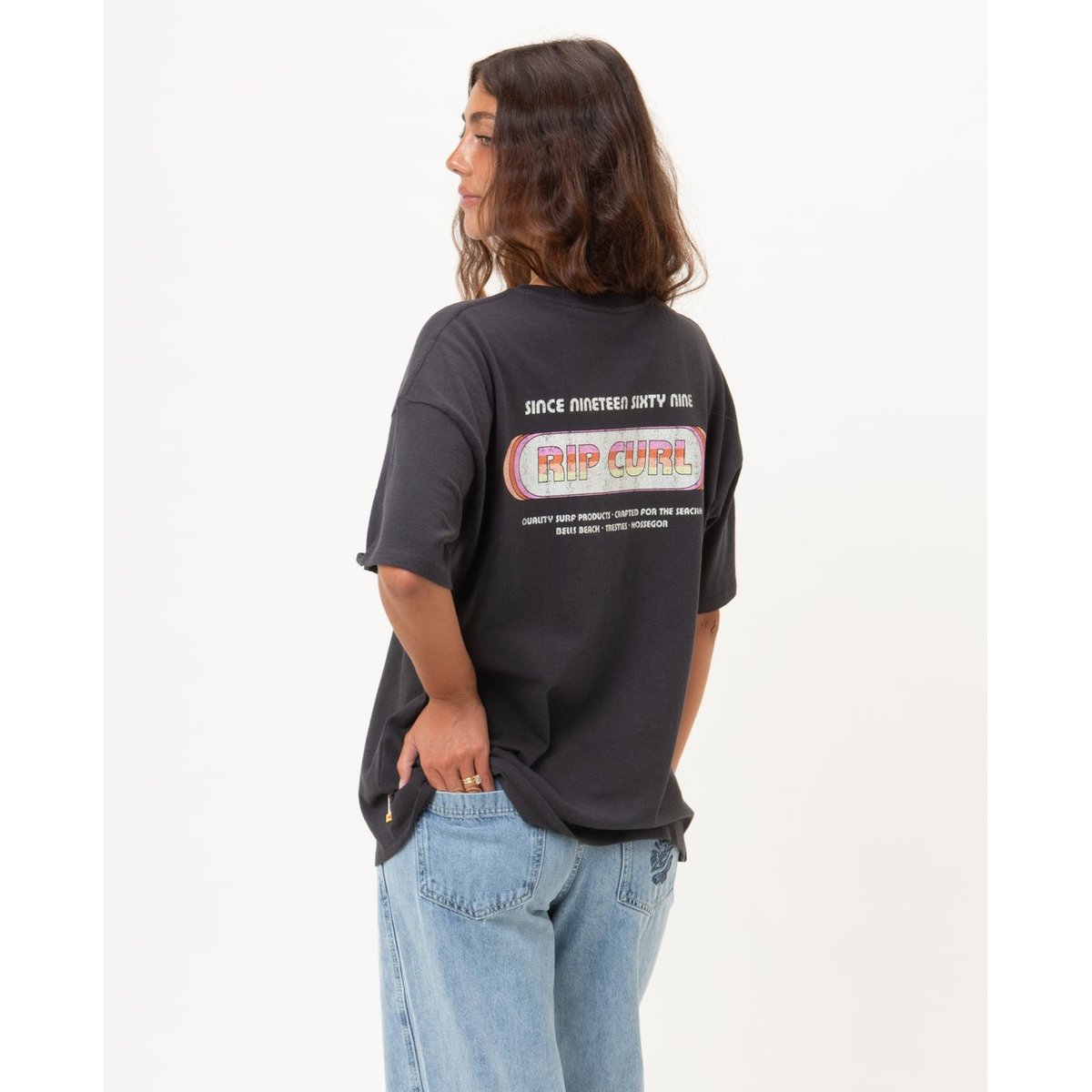 T-shirt SURF REVIVAL Heritage noir délavé/pêche, RIP CURL
