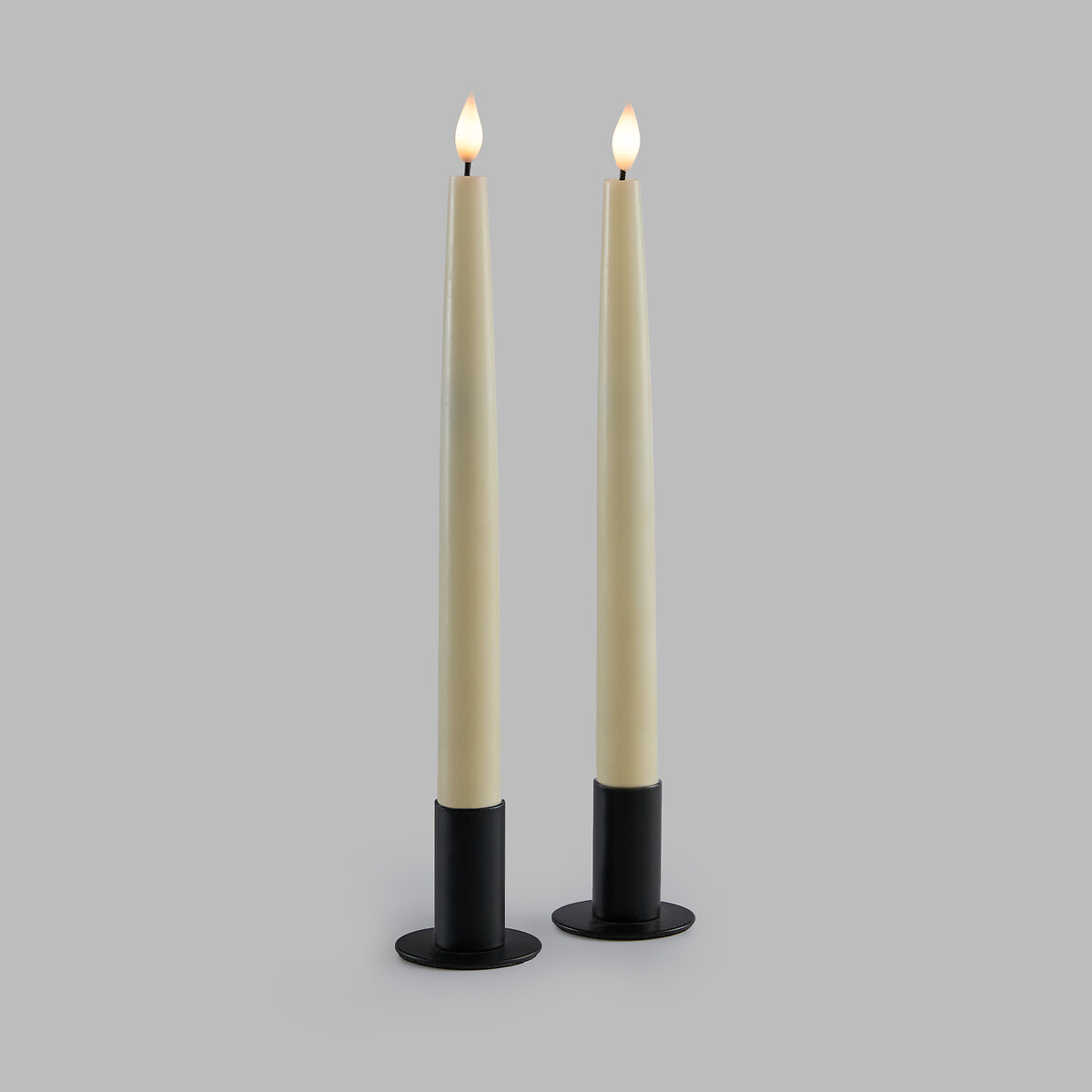 Lot de 2 bougies LED, en cire, hauteur 24,5 cm ecru, LA REDOUTE INTERIEURS