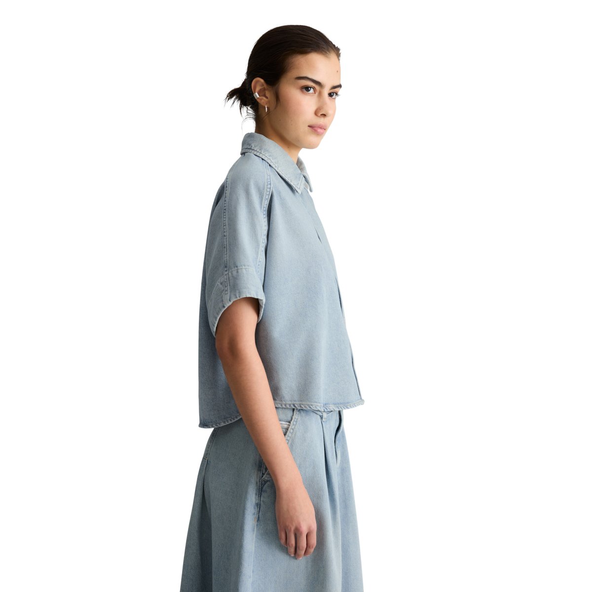 Blouse en jean relaxed en pur coton bleu clair, MARC O’POLO DENIM
