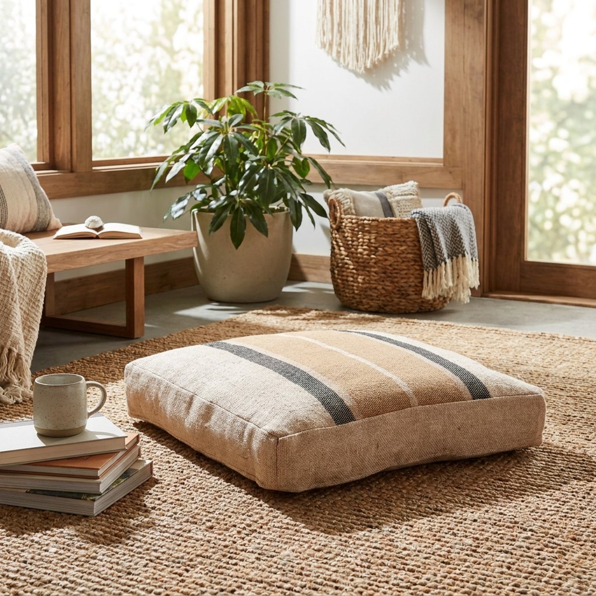 Coussin de sol Lueur Paisible sienne, EDEN