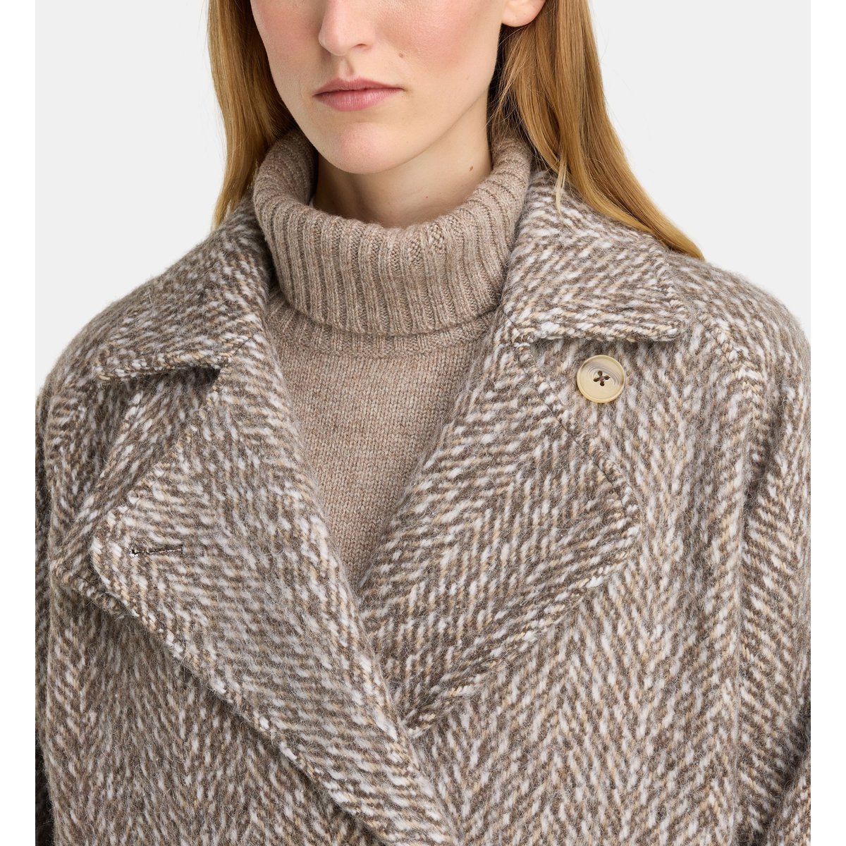 Manteau court turner chev lainé beige et marron, GALERIES LAFAYETTE