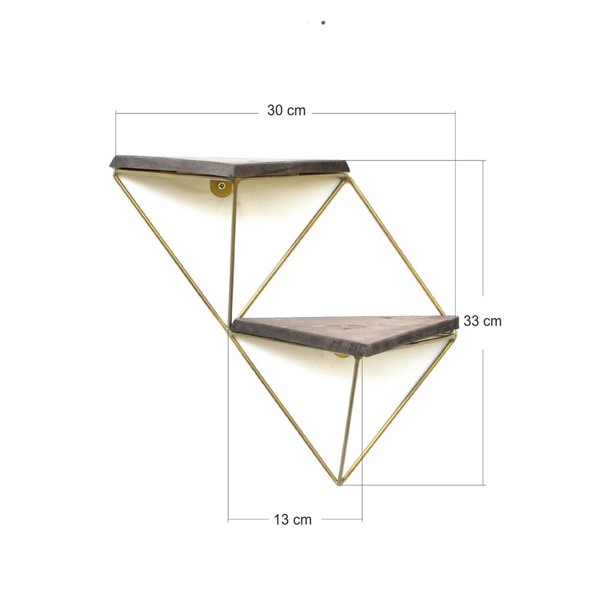 Etagère murale en bois et métal doré - forme triangle SITIA bois naturel, PIER IMPORT
