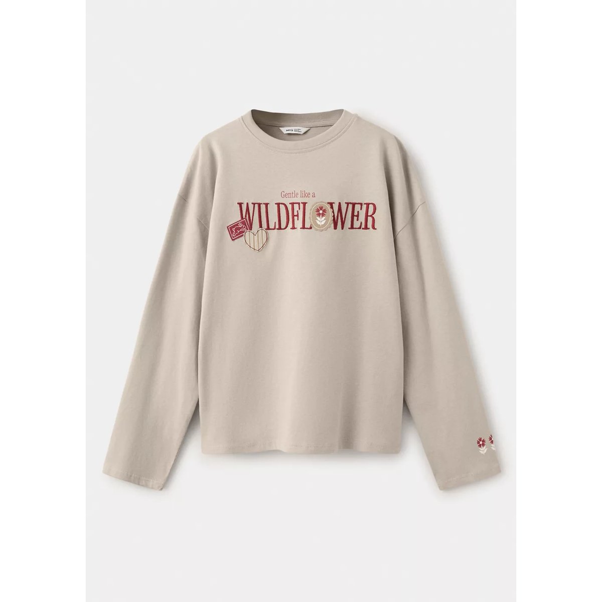 T-shirt coton imprimé lettres sable, MANGO KIDS