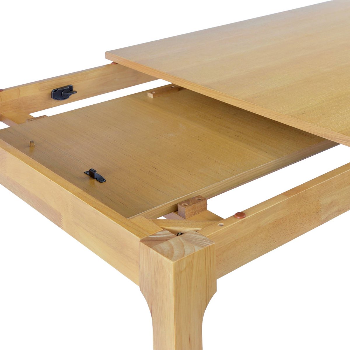 Table à manger rectangle extensible bois d'hévéa placage chêne 6-10 places FÉLICIE naturel, SWEEEK