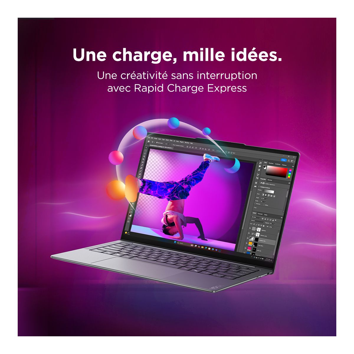 Ordinateur portable Yoga Slim 7 14IPH11 14" OLED Intel Core Ultra 5 322 16 Go RAM LPDDR5x SSD 512 Go couleur unique, LENOVO