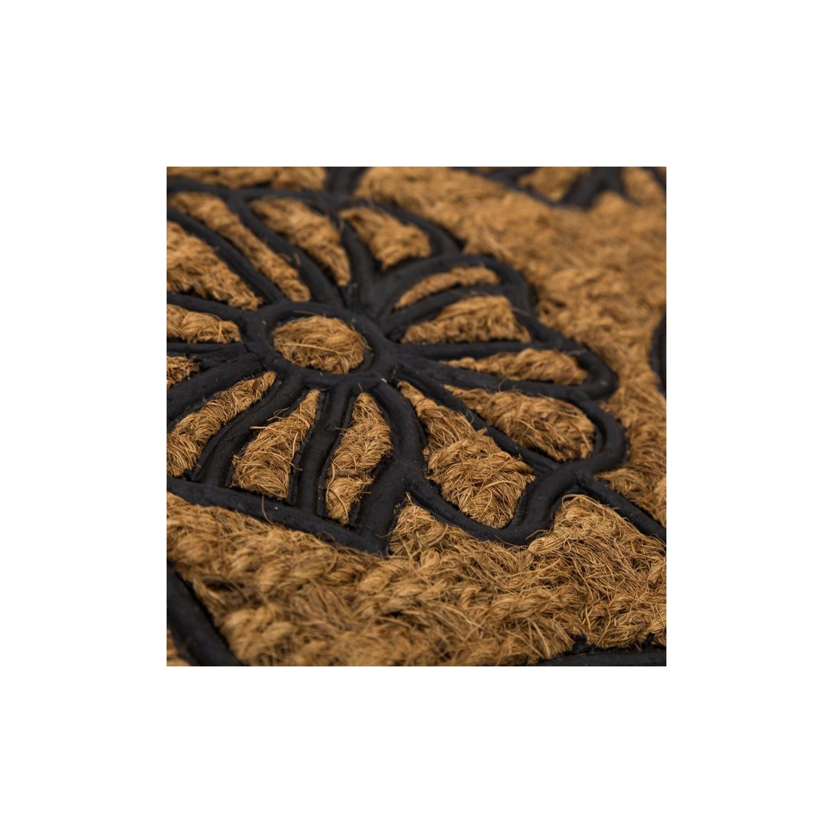 Paillasson en Caoutchouc et Coco Fleurs - 60x40cm marron, WADIGA