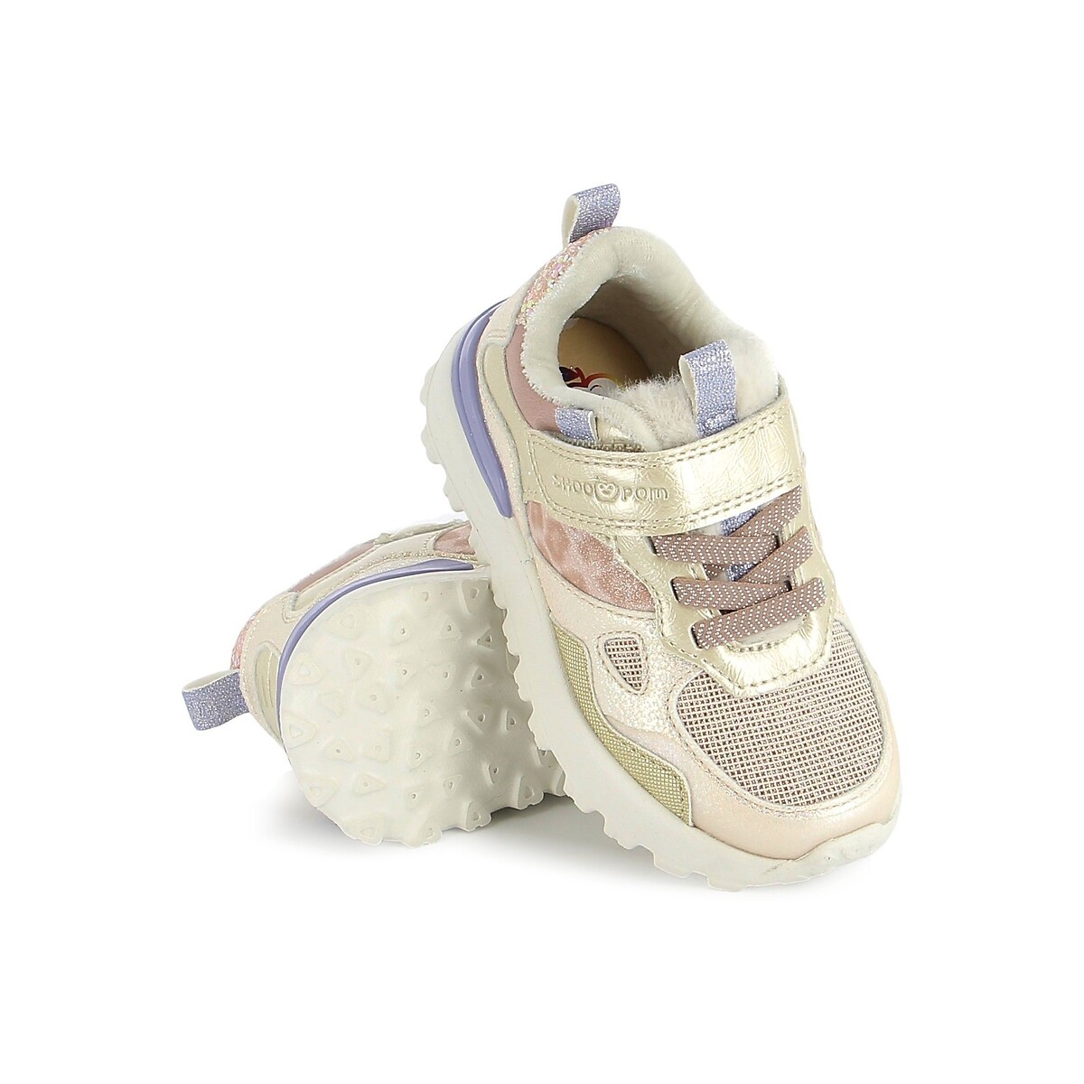 Zapatillas con cordones elásticos y velcro, JOGGY SCRATCH rosa , SHOO POM