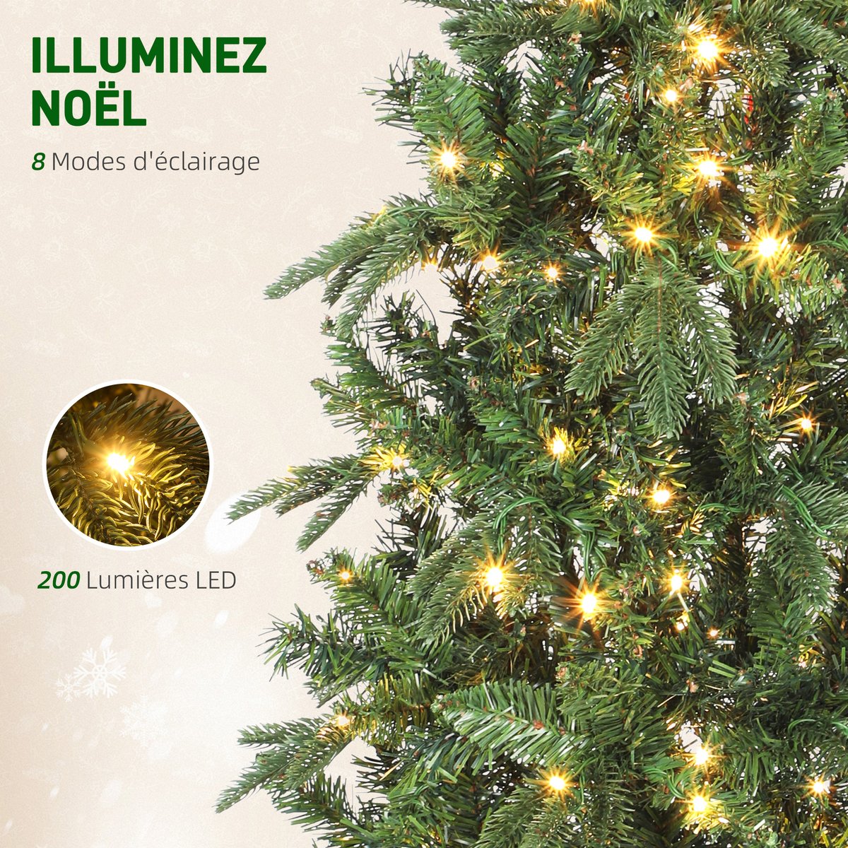 Sapin de Noël Plastique Vert vert, HOMCOM