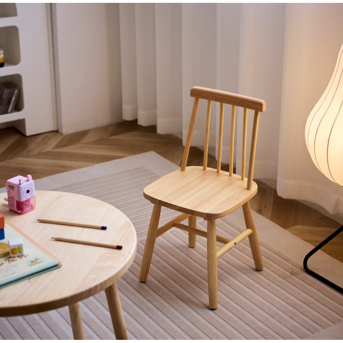 Lot de 2 chaises pour enfants, bois massif, NESNA bois naturel, NORDLYS
